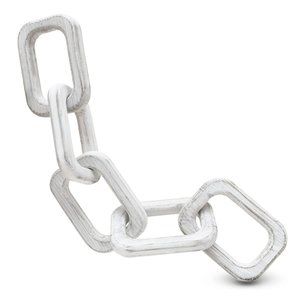 New Large Rustic Wood Chain Link Decor White Washed Pine